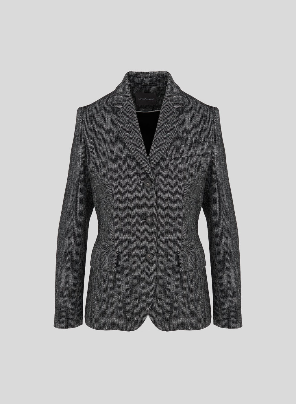 Single-Breasted Herringbone Wool and Silk Jacket — Lorena Antoniazzi (4)