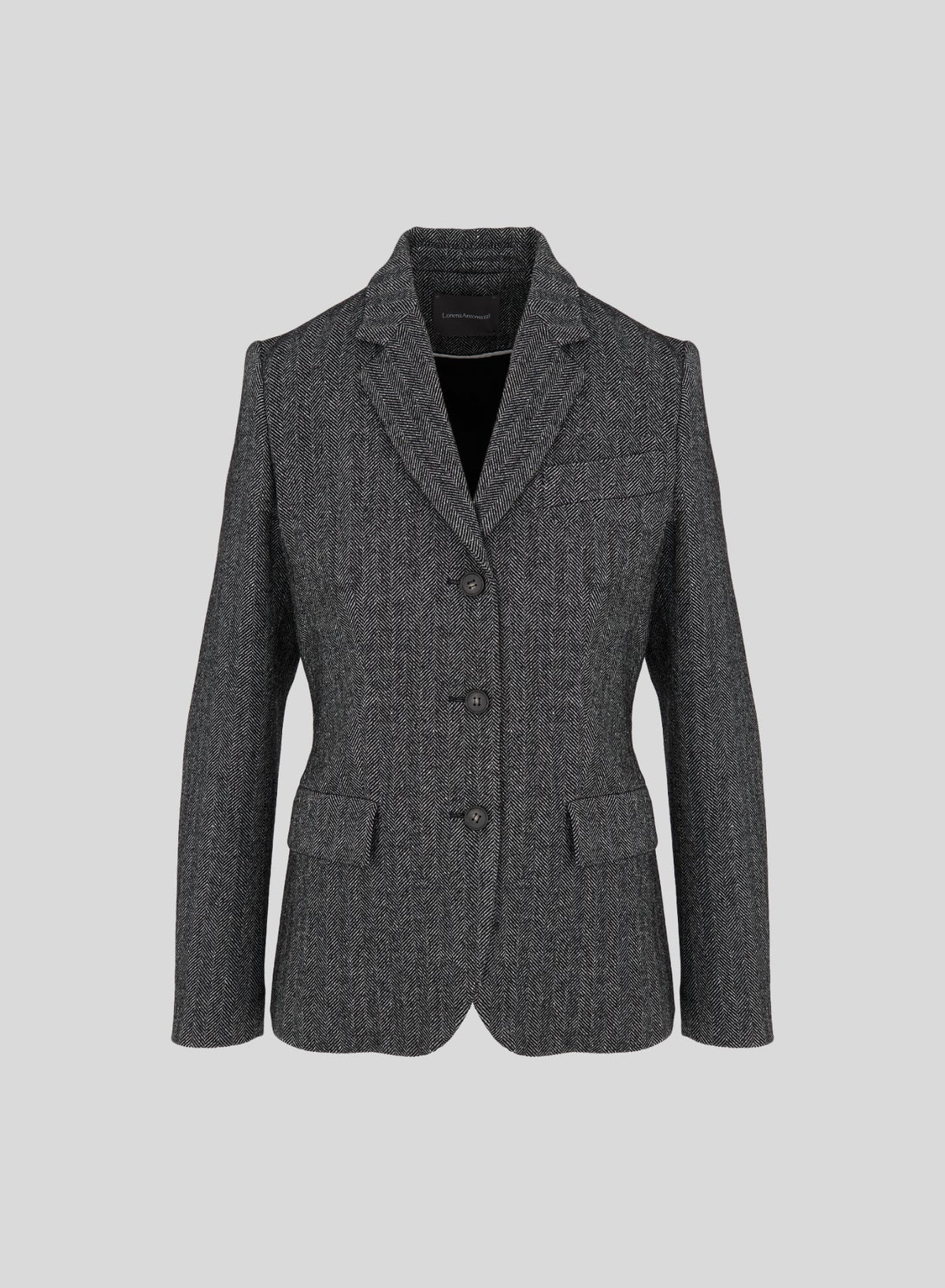 Single-Breasted Herringbone Wool and Silk Jacket — Lorena Antoniazzi (4)