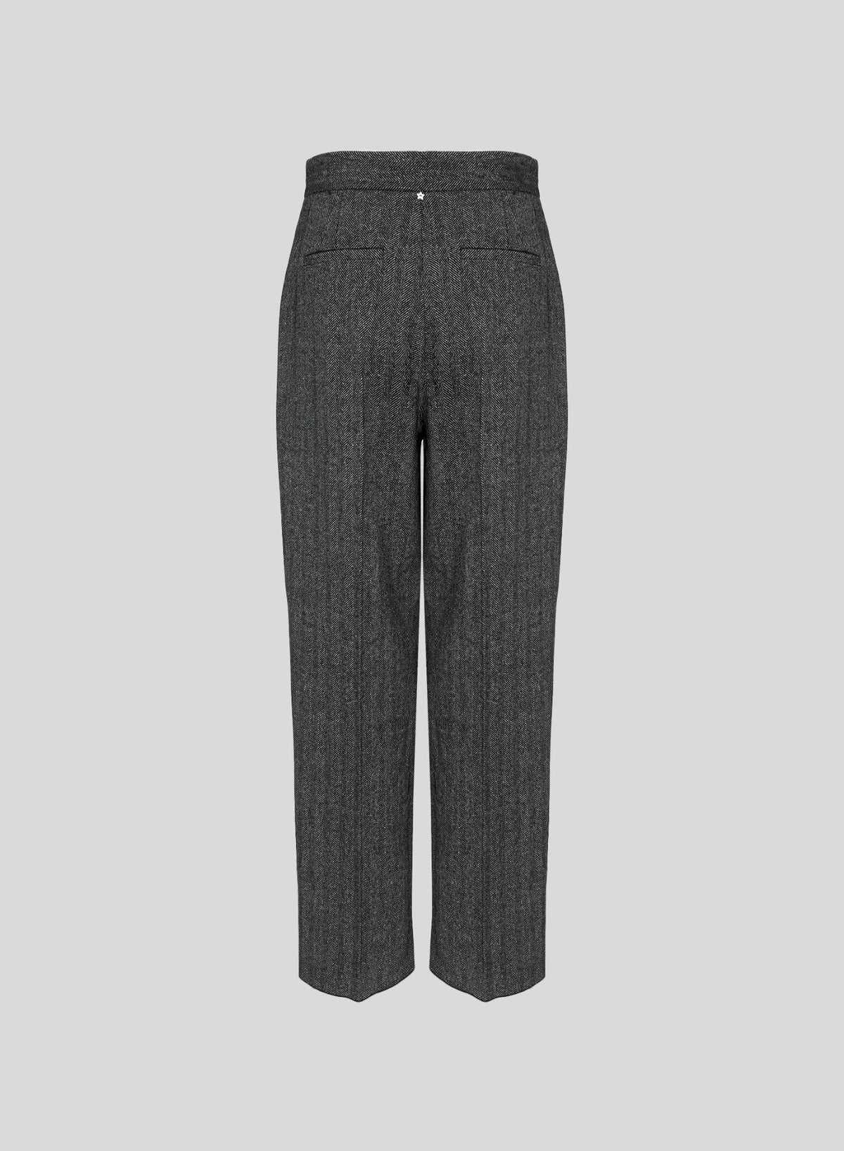 Wool and Silk-Blend Herringbone Trousers in Gray Herringbone, view 4