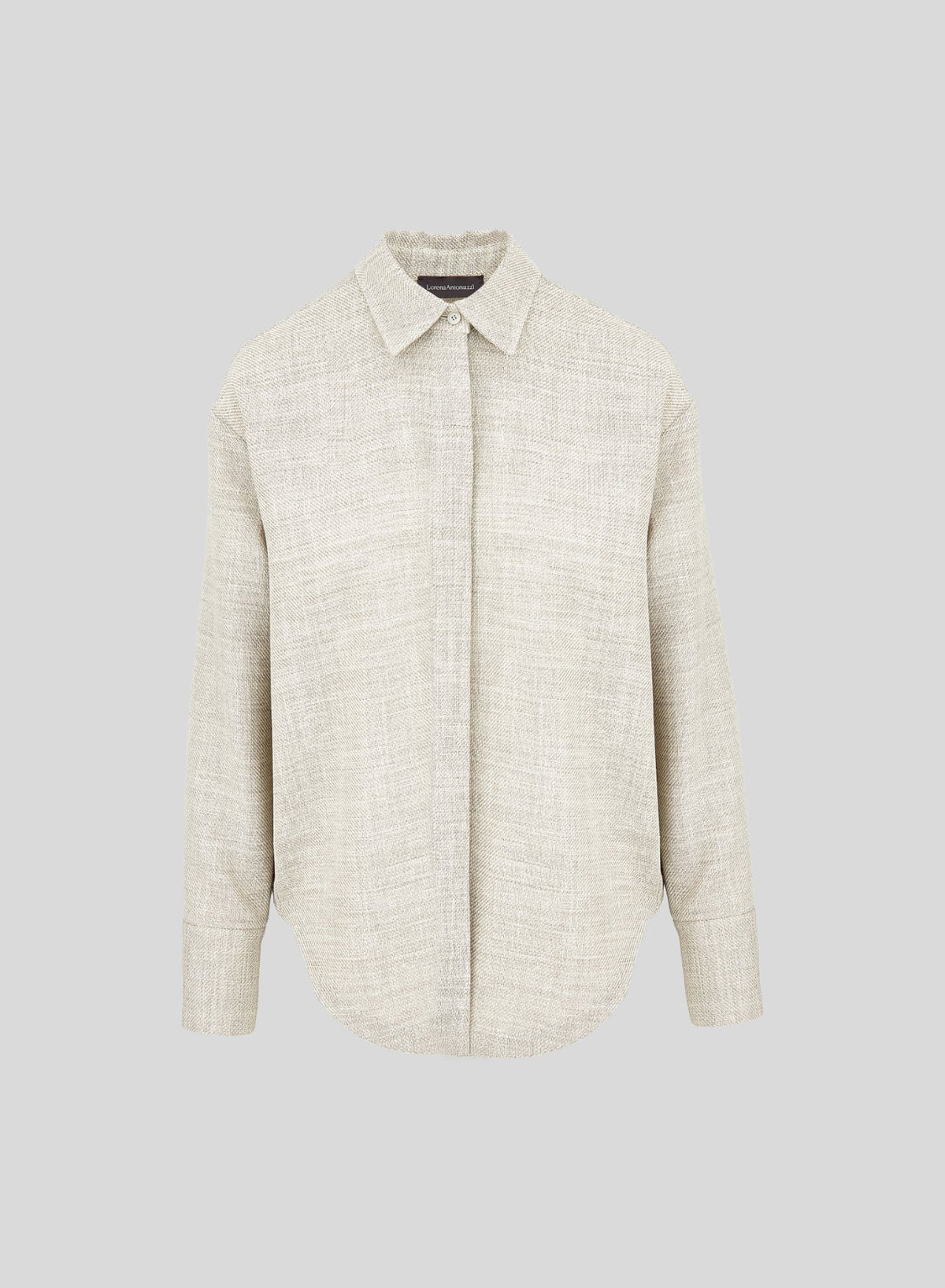 Wool, Alpaca and Linen Shirt in Beige & Ivory, primary view