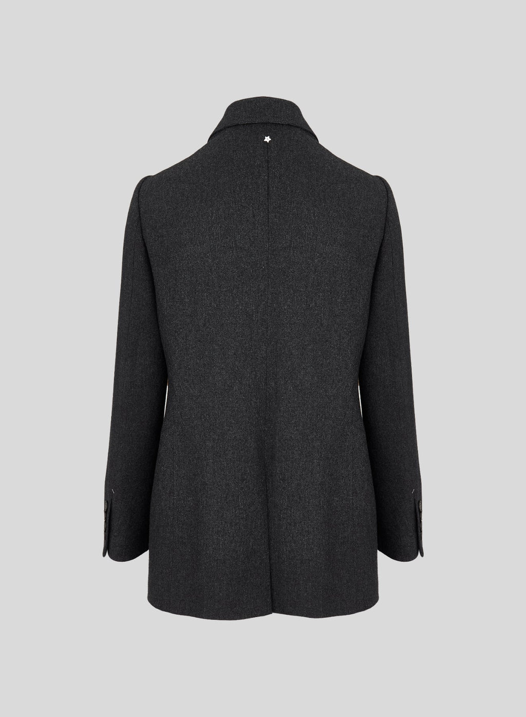 Double-Breasted Wool and Cashmere Flannel Blazer in Slate Gray, view 4