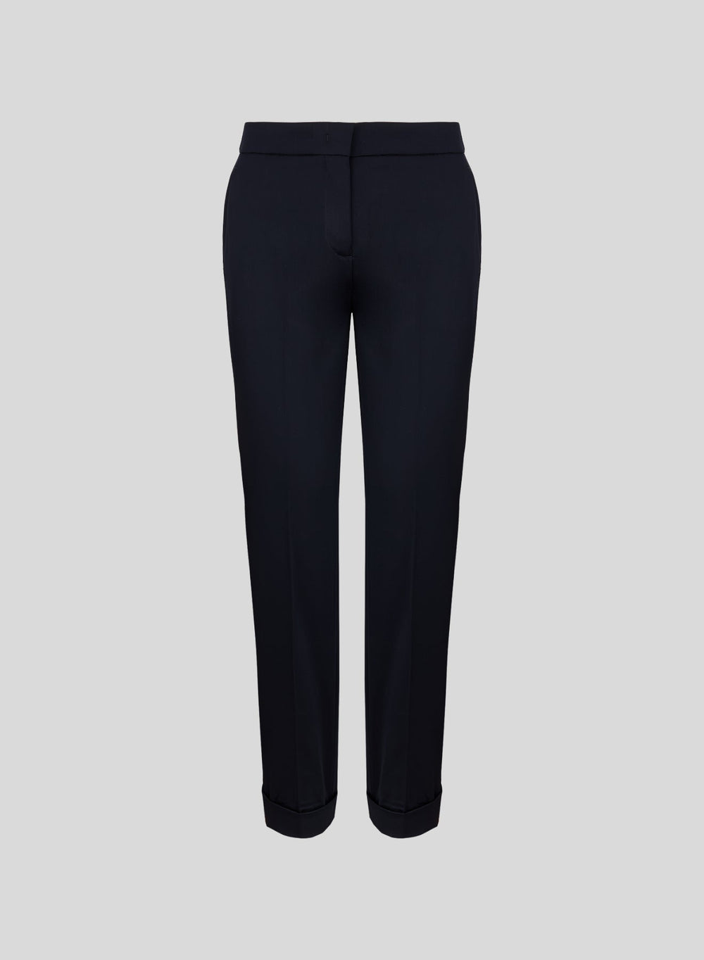 Wool Satin Cigarette Trousers in Navy, primary view [fp-color:navy]