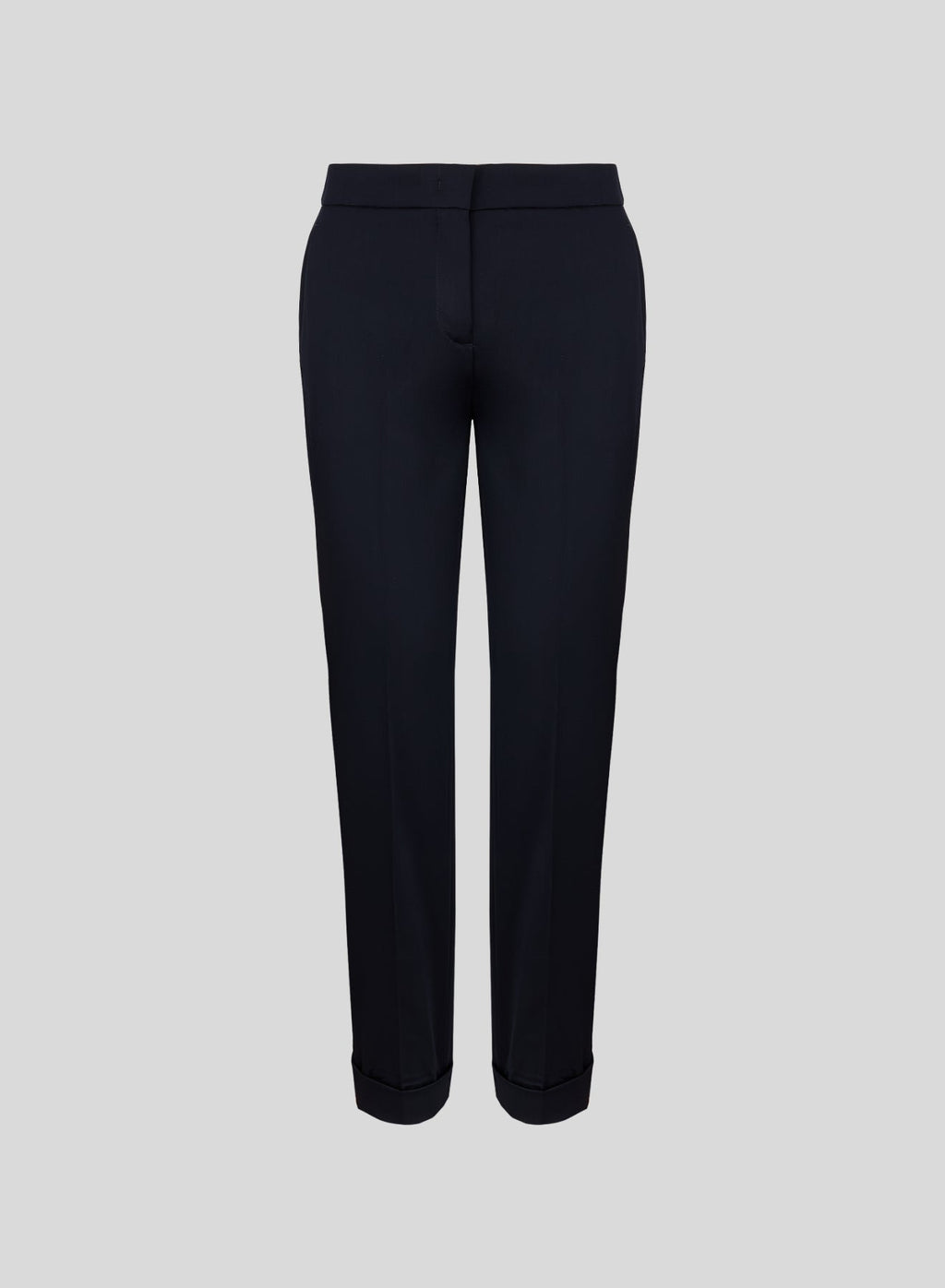Wool Satin Cigarette Trousers in Navy, primary view