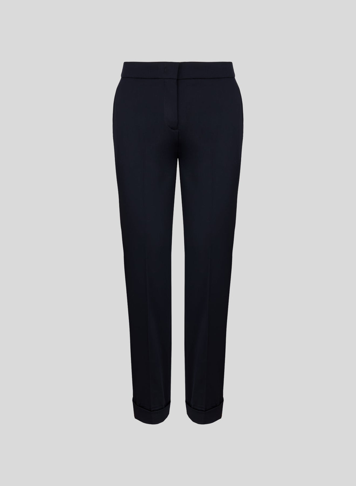 Wool Satin Cigarette Trousers in Navy, primary view