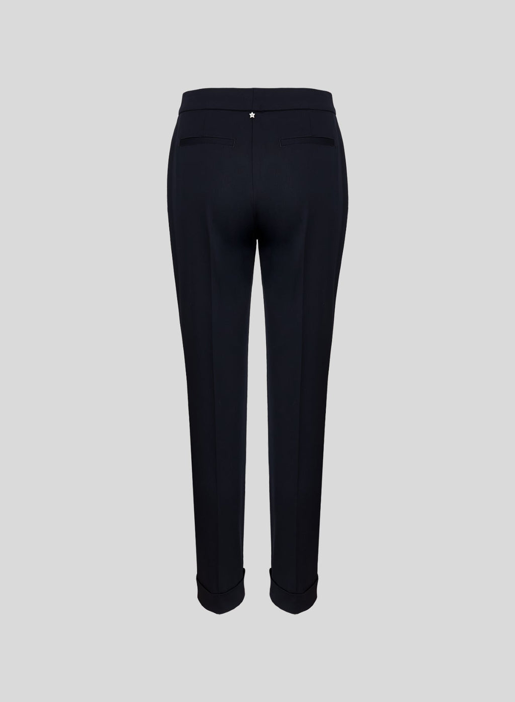 Wool Satin Cigarette Trousers in Navy, view 2
