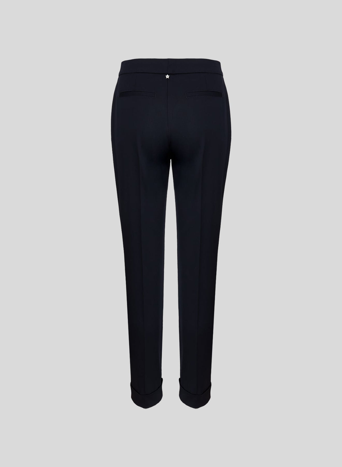 Wool Satin Cigarette Trousers in Navy, view 2