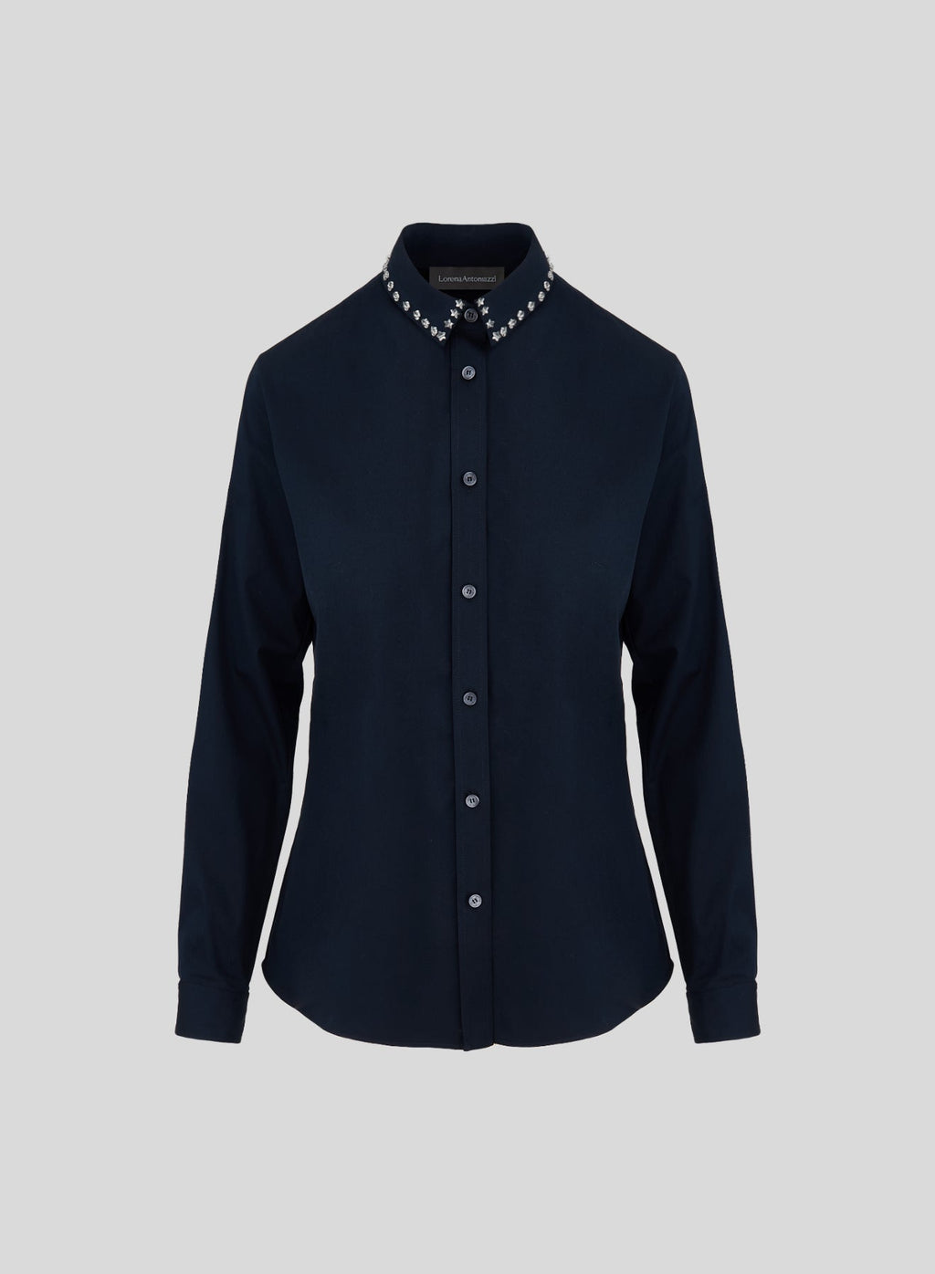 Star-Stud Cotton Poplin Shirt in Navy, primary view