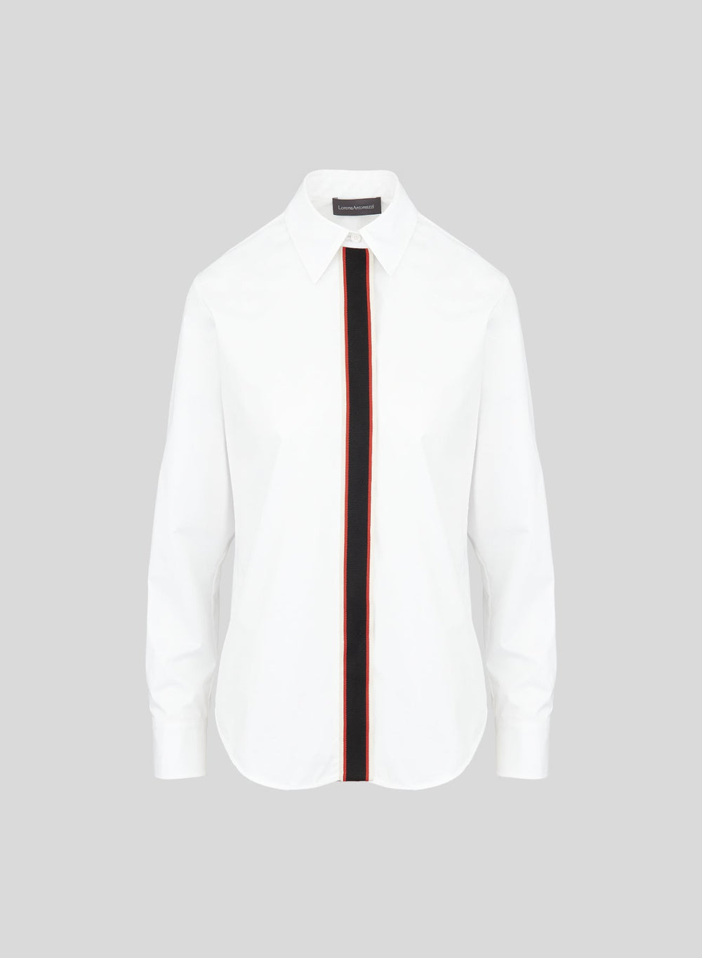 Contrast-Placket Cotton Poplin Shirt in Off White, primary view [fp-color:off-white]