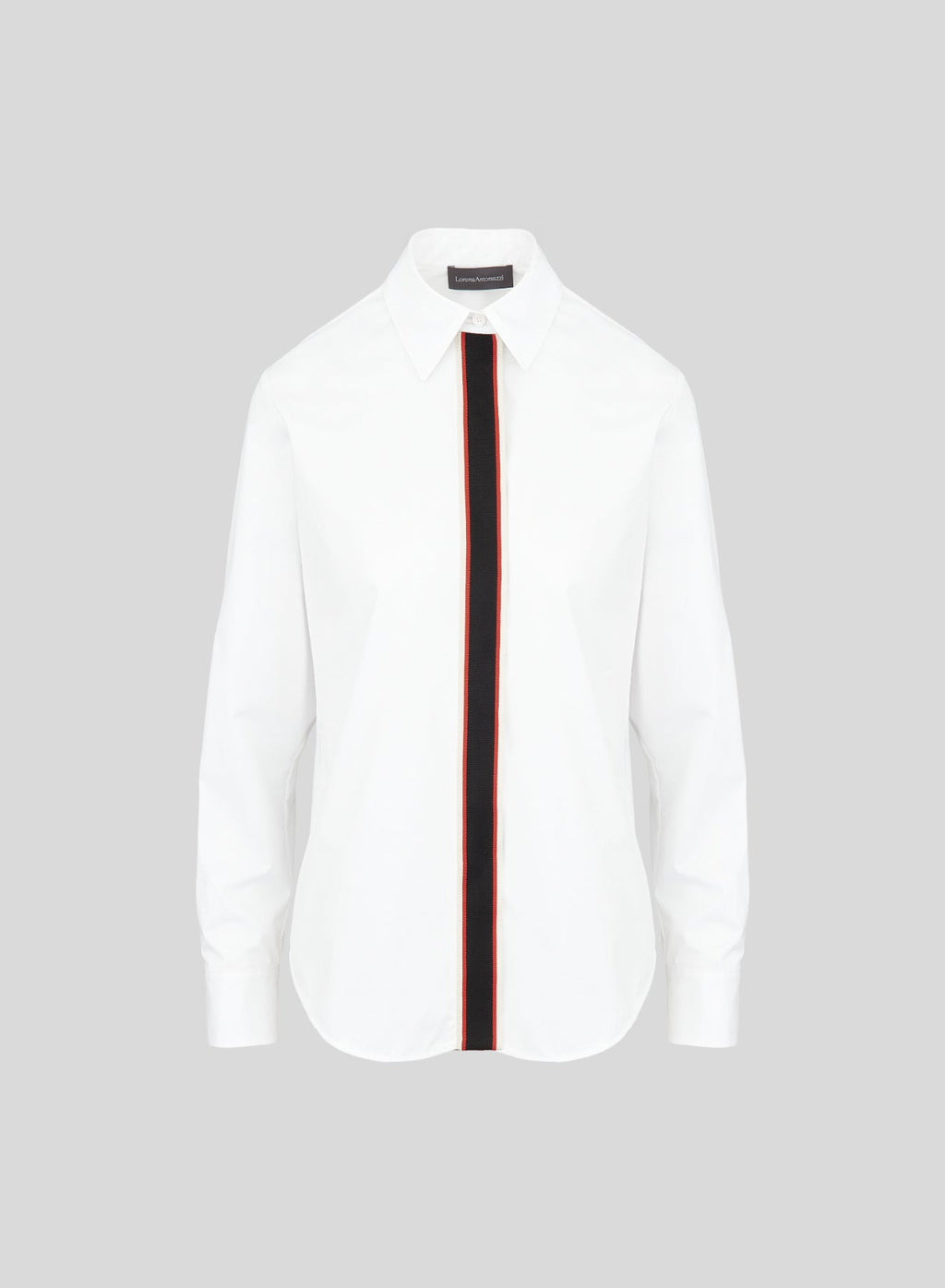 Contrast-Placket Cotton Poplin Shirt in Off White, primary view