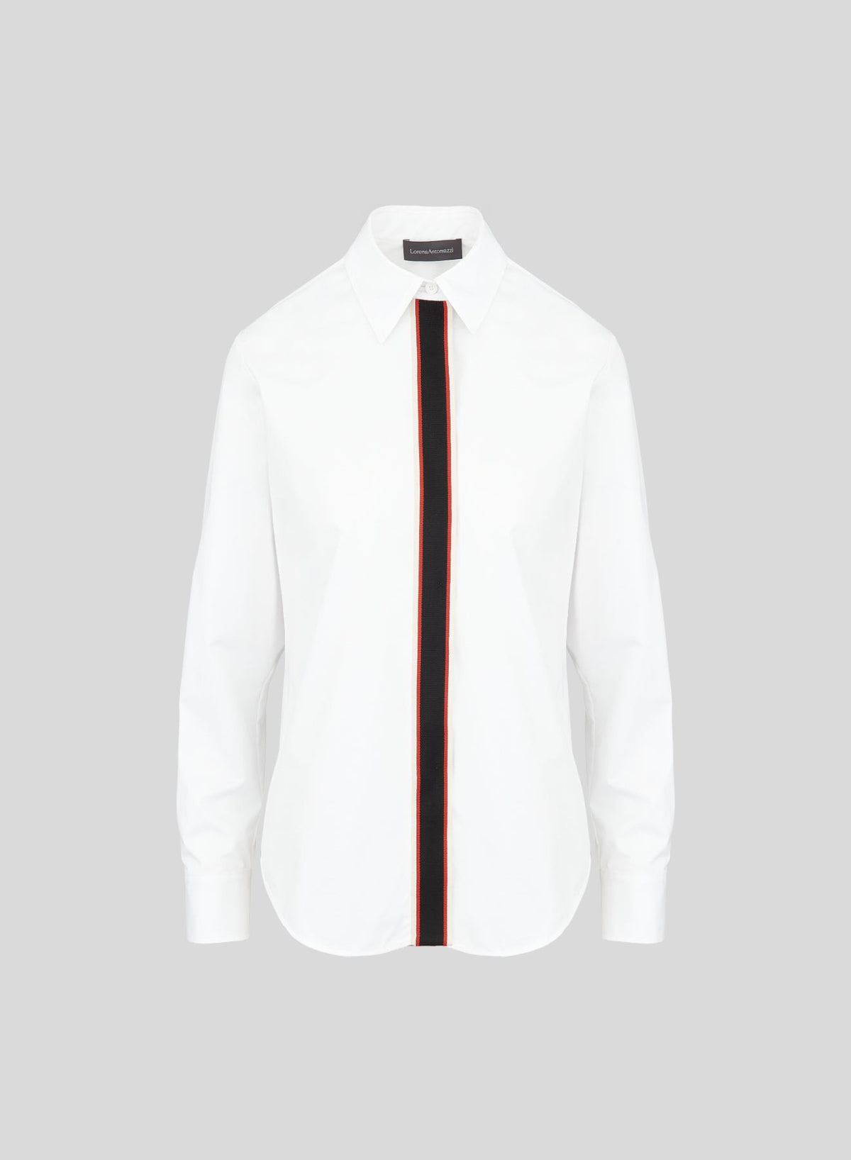 Contrast-Placket Cotton Poplin Shirt in Off White, primary view