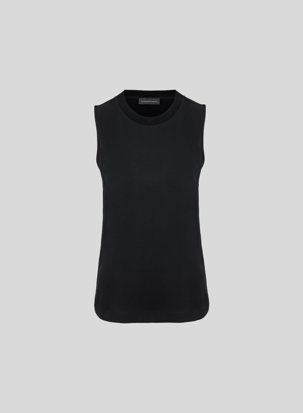 Sleeveless Silk-Blend Twill Top in Black, primary view [fp-color:black]