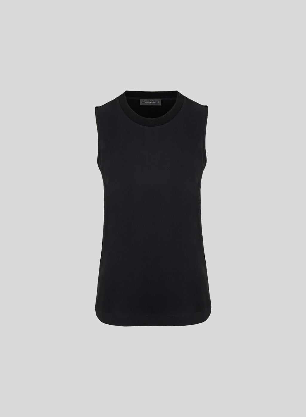 Sleeveless Silk-Blend Twill Top in Black, primary view