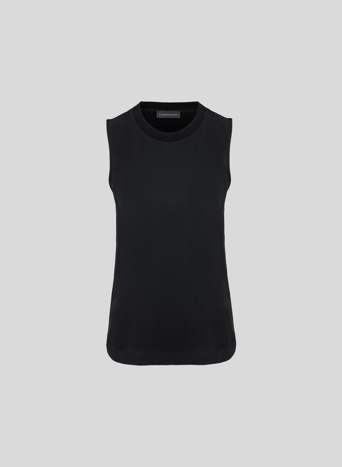 Sleeveless Silk-Blend Twill Top in Black, primary view