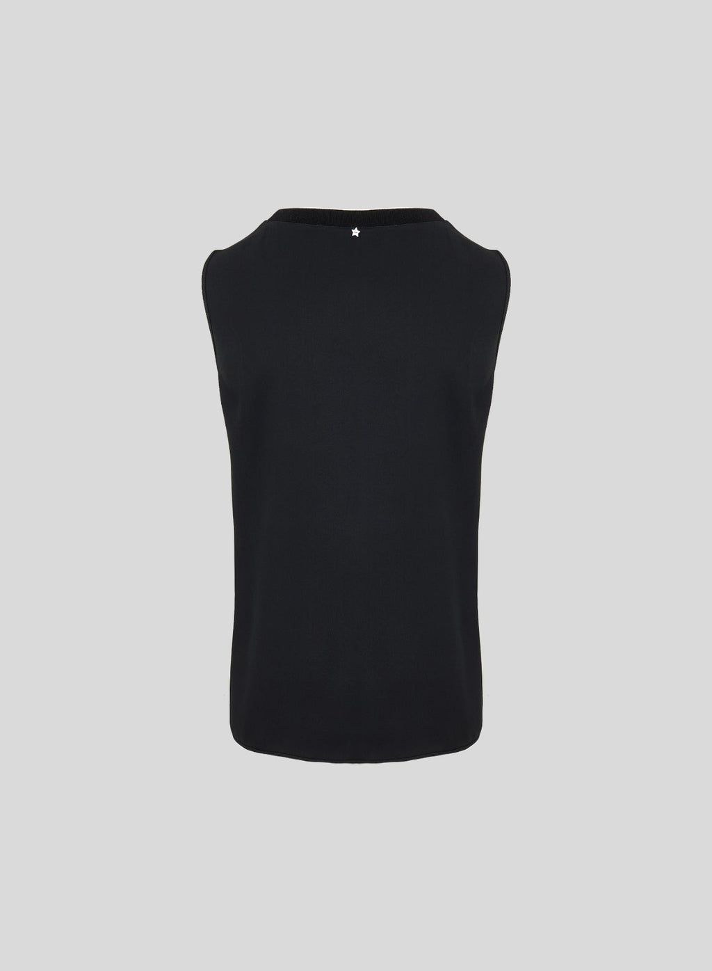 Sleeveless Silk-Blend Twill Top in Black, view 2