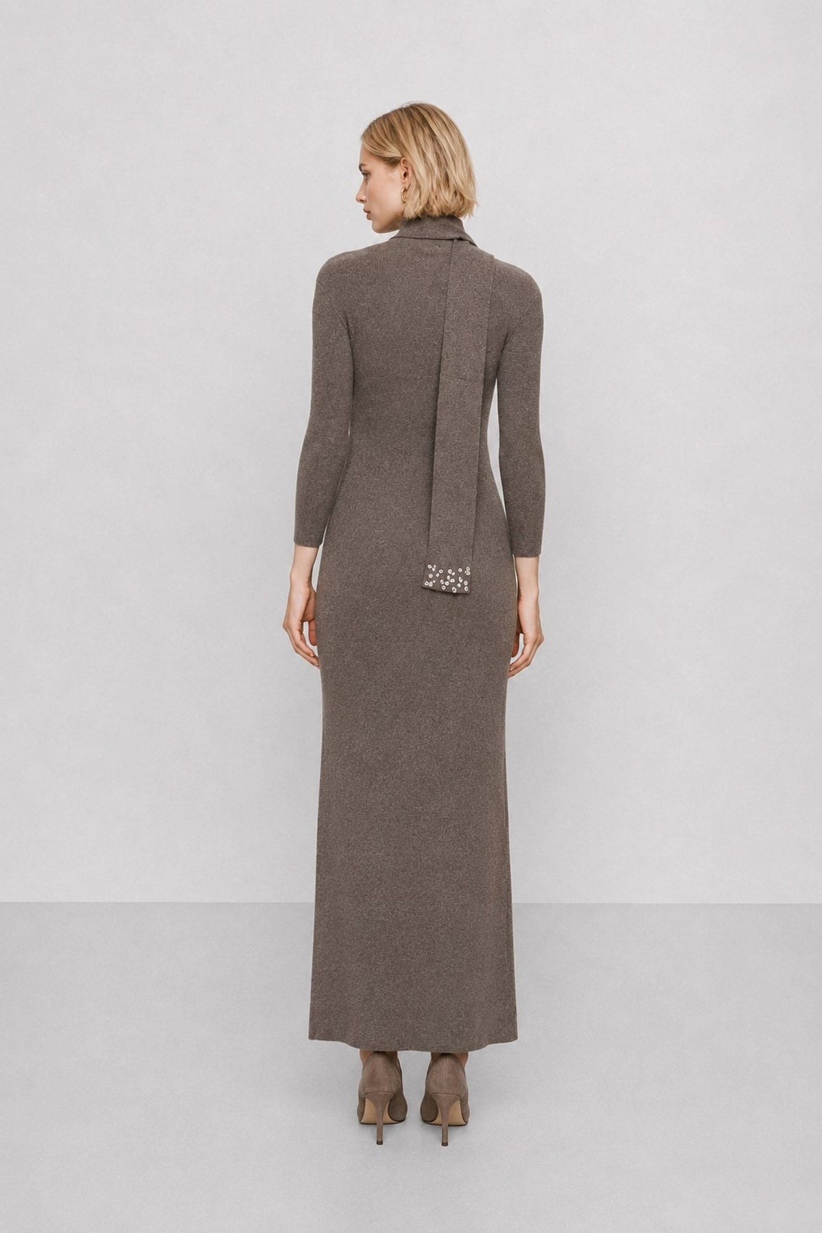 Enza Knit Maxi Dress with Scarf Detail — Kocca (5)