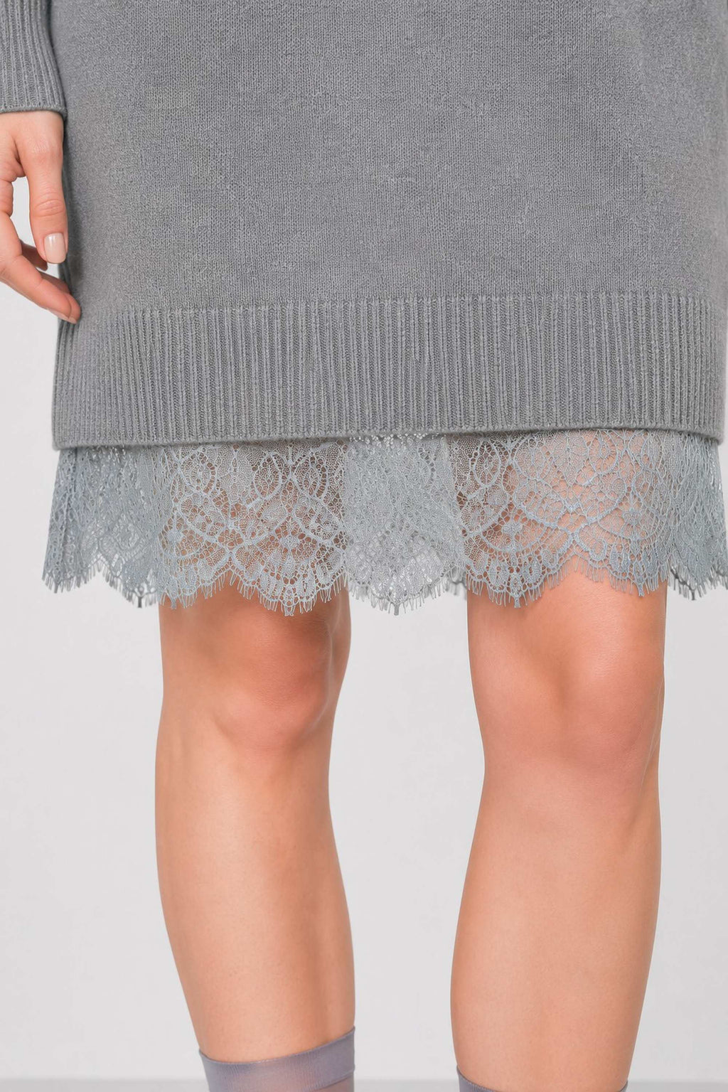 Papamone Wool and Cashmere Knit Dress with Lace Hem — Kocca (4)