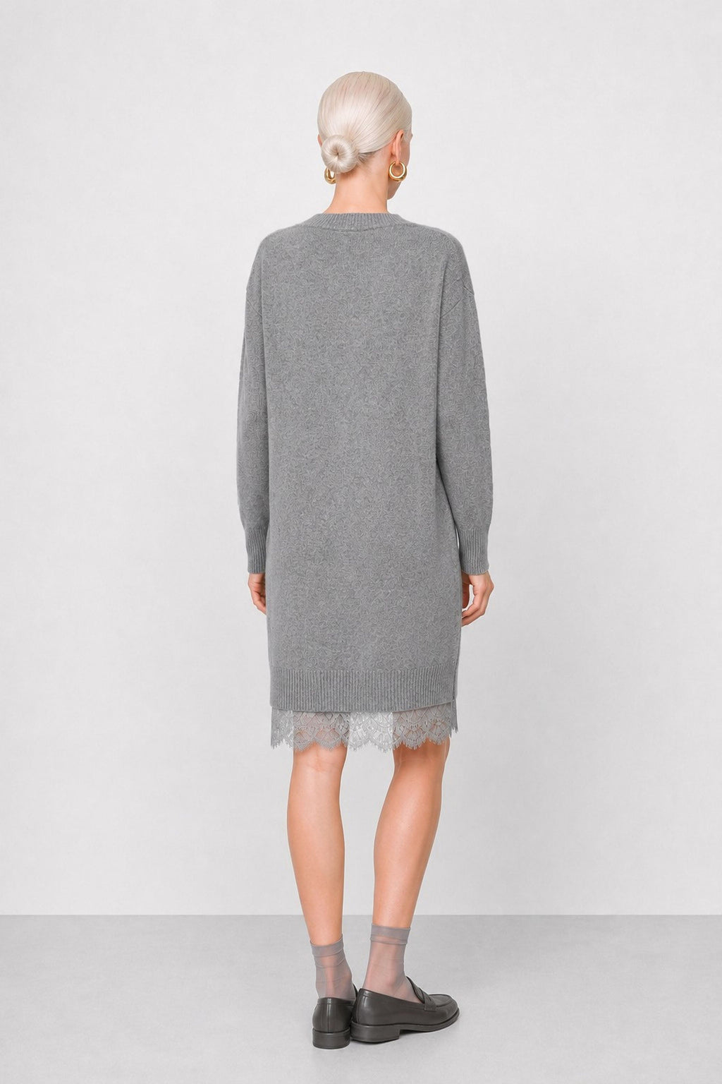 Papamone Wool and Cashmere Knit Dress with Lace Hem — Kocca (5)