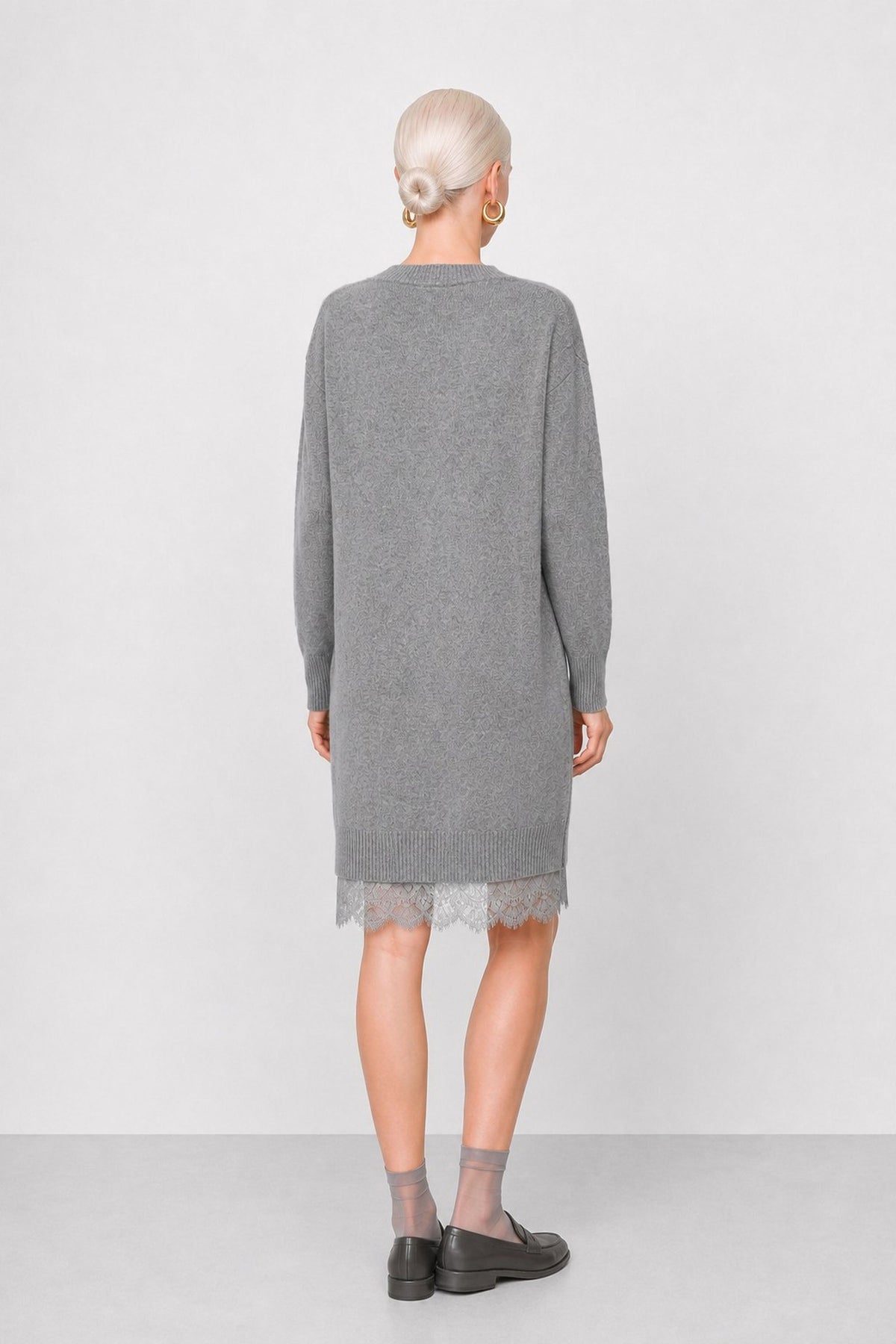Papamone Wool and Cashmere Knit Dress with Lace Hem — Kocca (5)