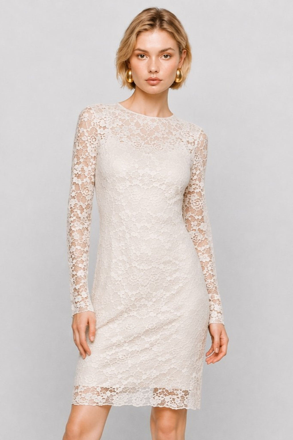 Abat Floral Lace Long-Sleeve Dress — Kocca