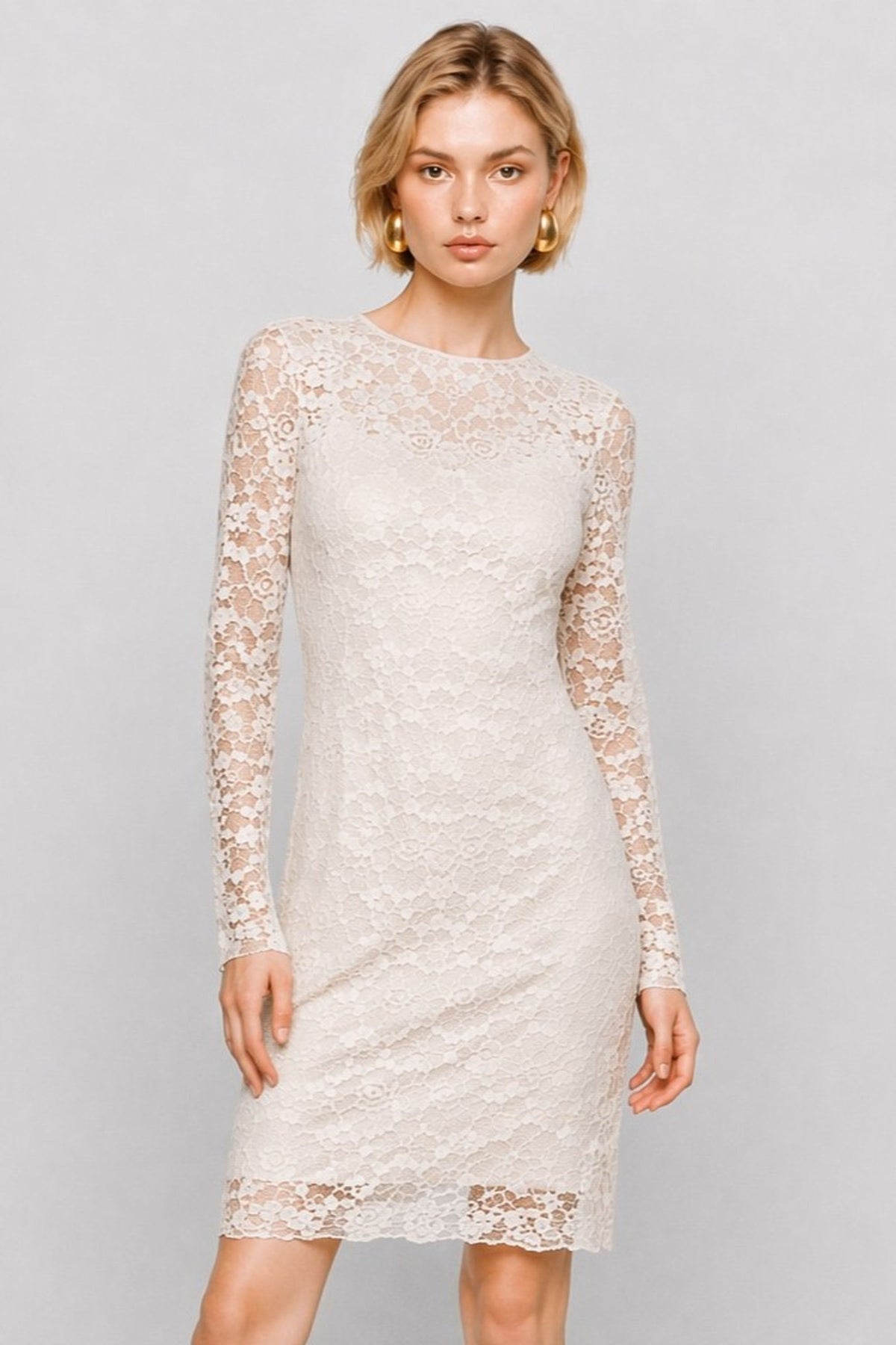 Abat Floral Lace Long-Sleeve Dress — Kocca
