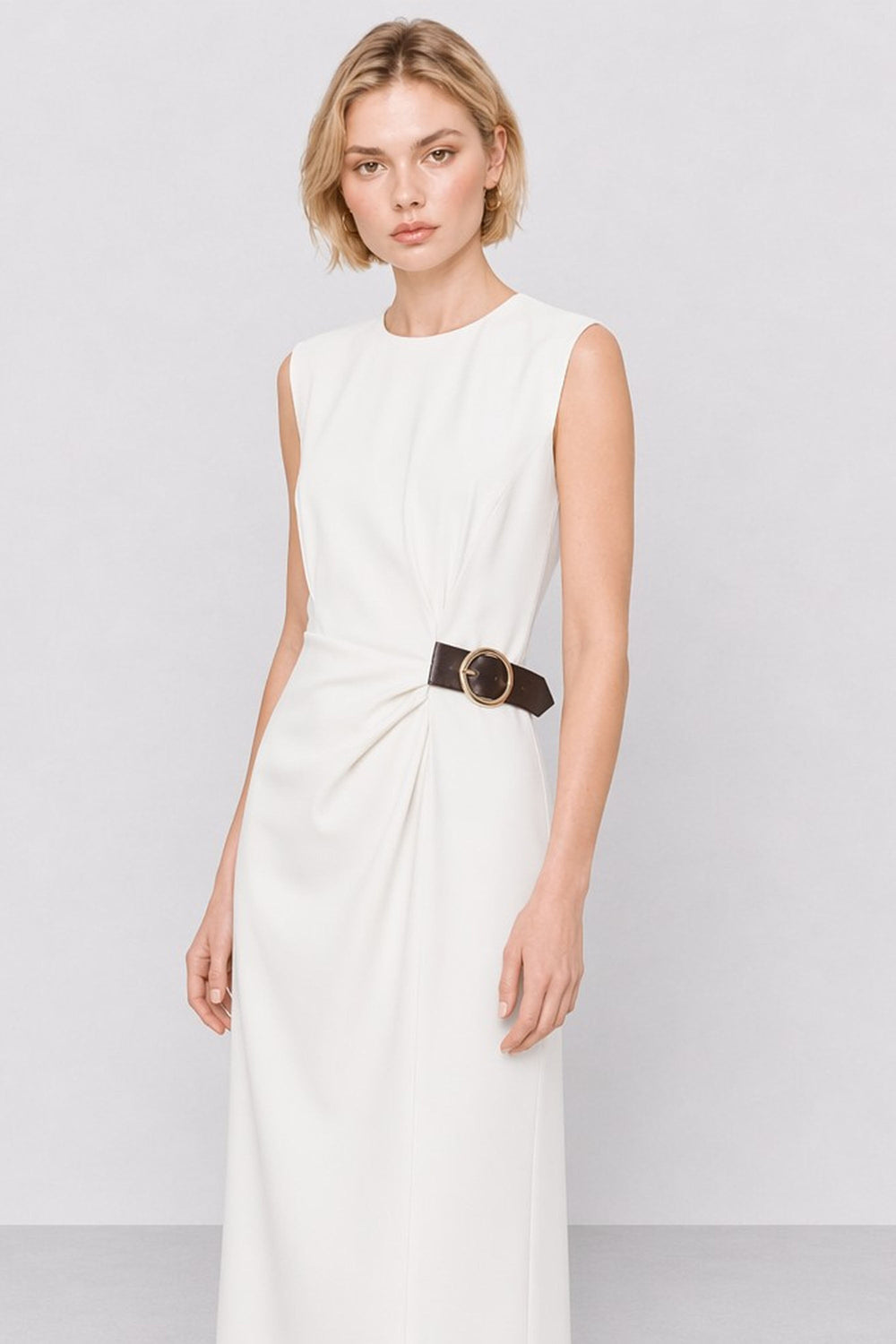 Leonor Sleeveless Belted Dress — Kocca