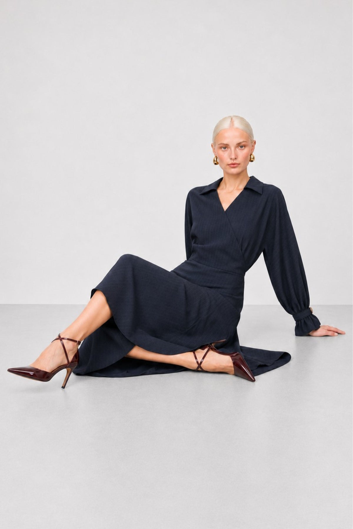 Famiano V-Neck Midi Wrap Dress — Kocca (2)