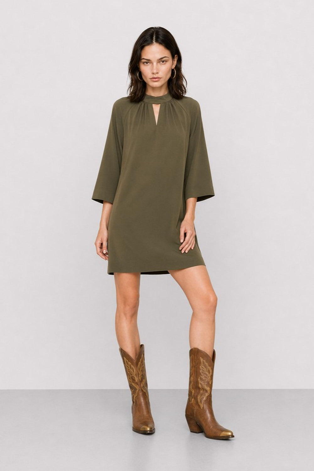 Friedo Three-Quarter Sleeve Viscose Dress — Kocca