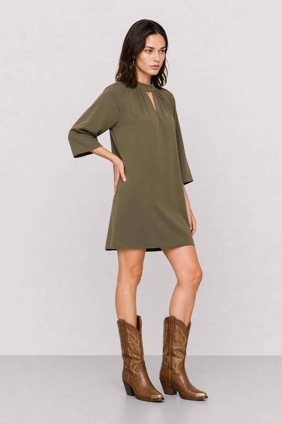 Friedo Three-Quarter Sleeve Viscose Dress — Kocca (3)