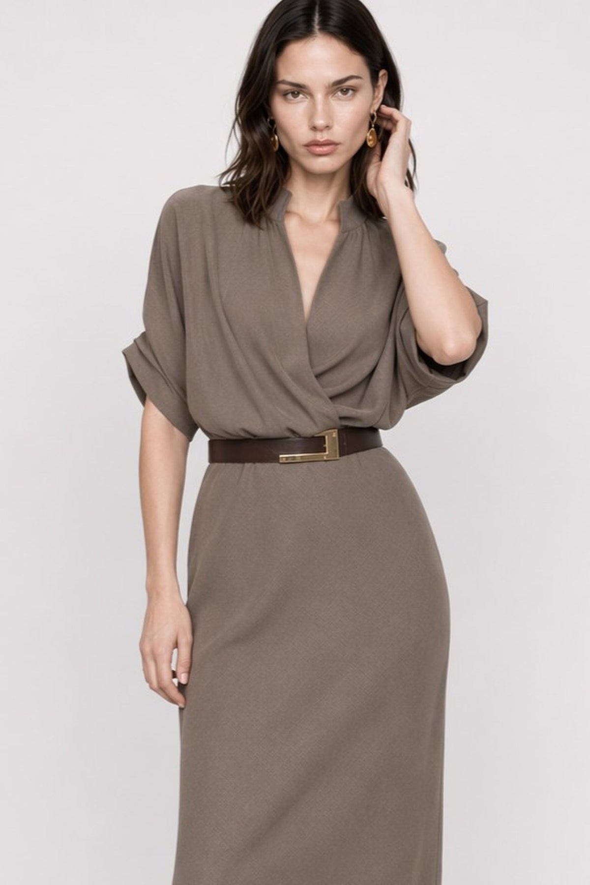 Kiriaca Belted V-Neck Wrap Dress — Kocca (2)