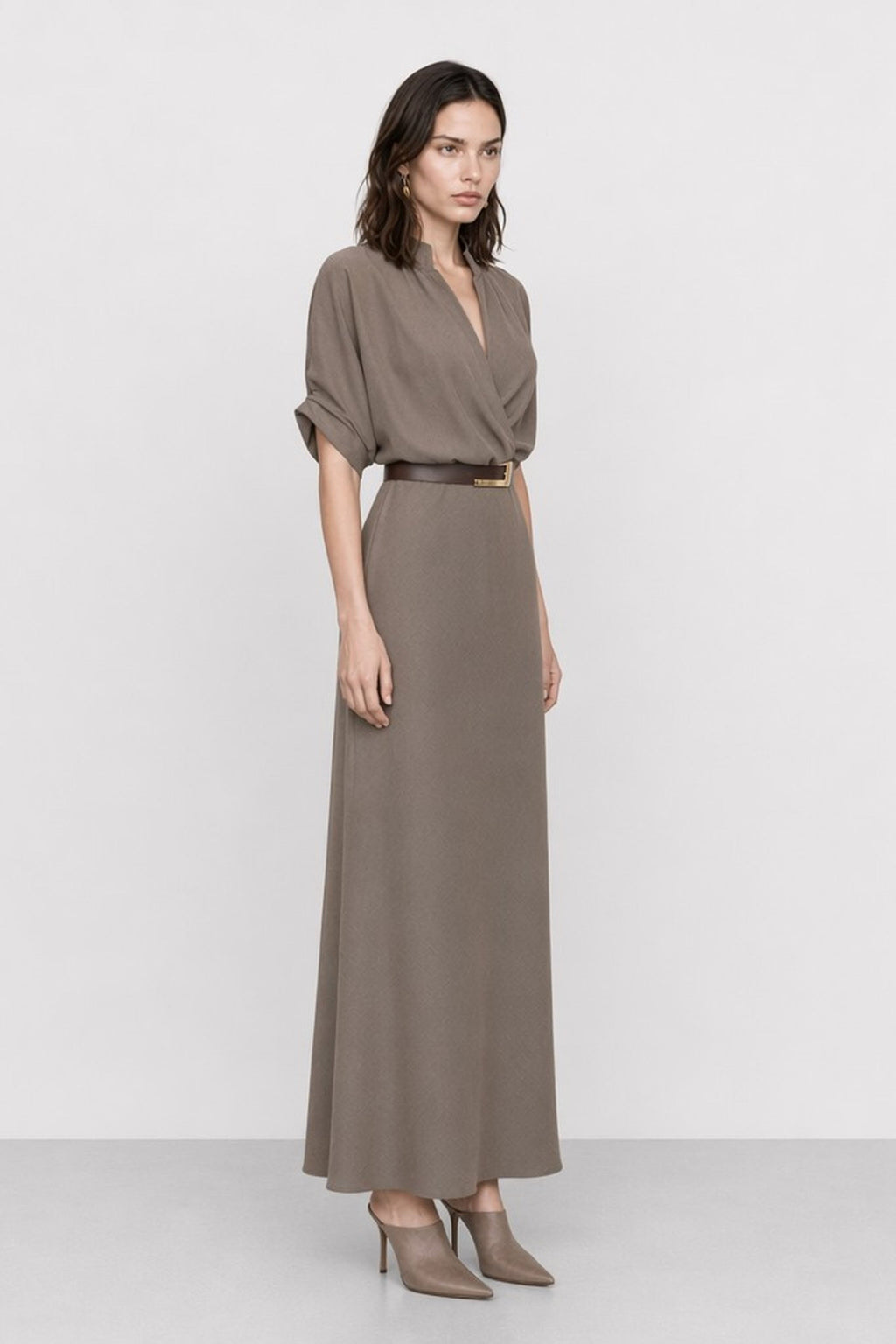 Kiriaca Belted V-Neck Wrap Dress — Kocca (3)