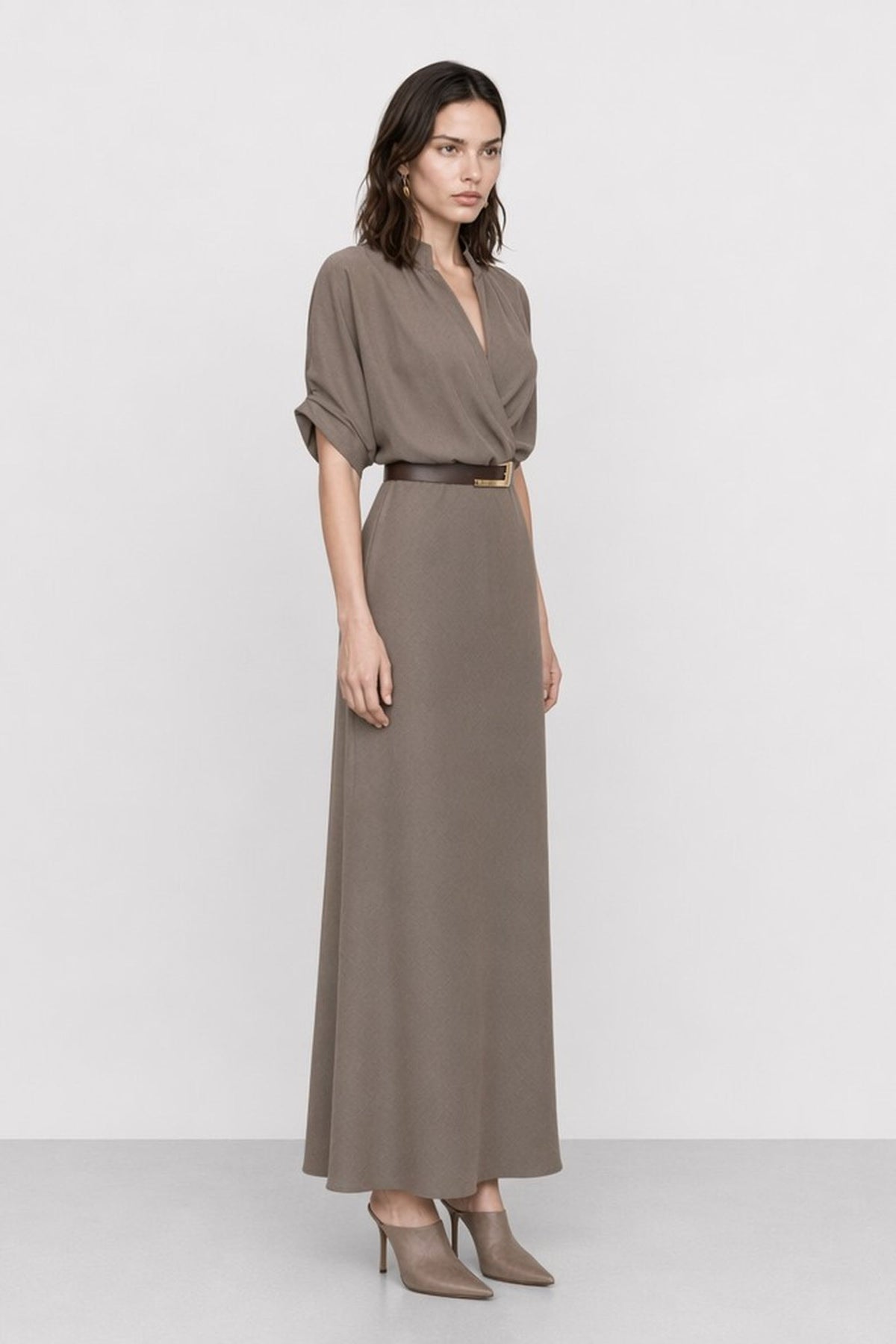 Kiriaca Belted V-Neck Wrap Dress — Kocca (3)