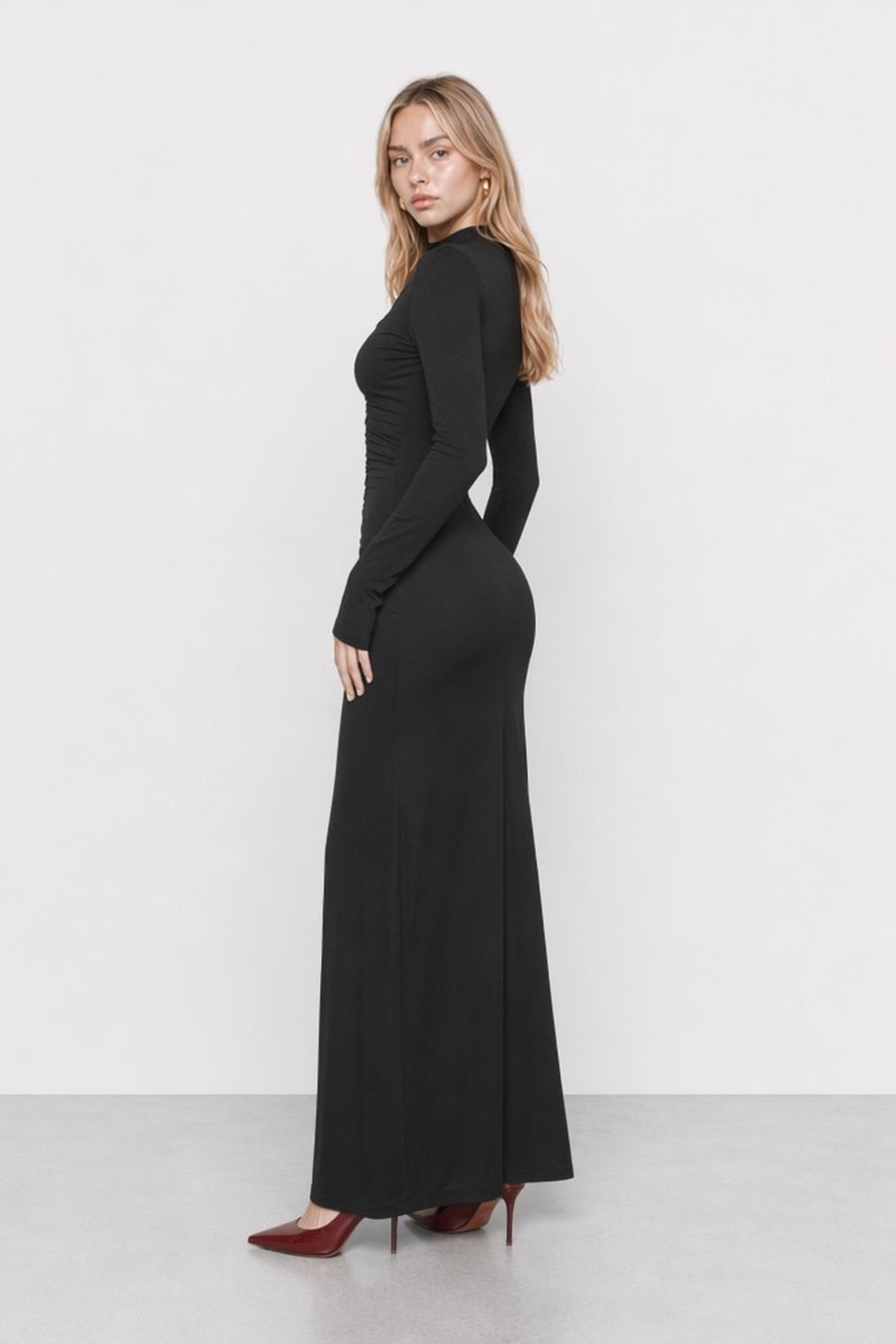 Crispina Ruched High-Neck Maxi Dress — Kocca (3)