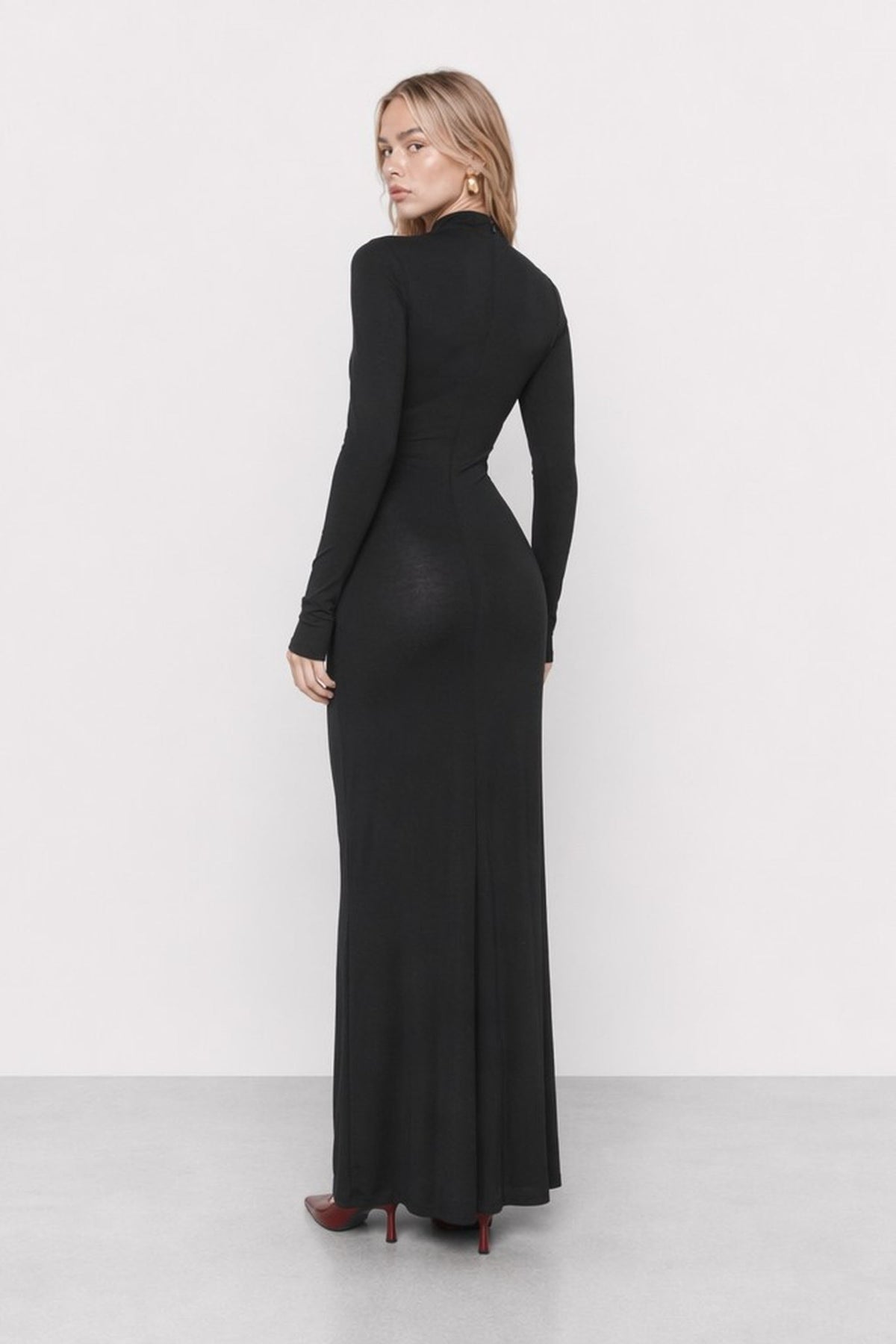 Crispina Ruched High-Neck Maxi Dress — Kocca (5)