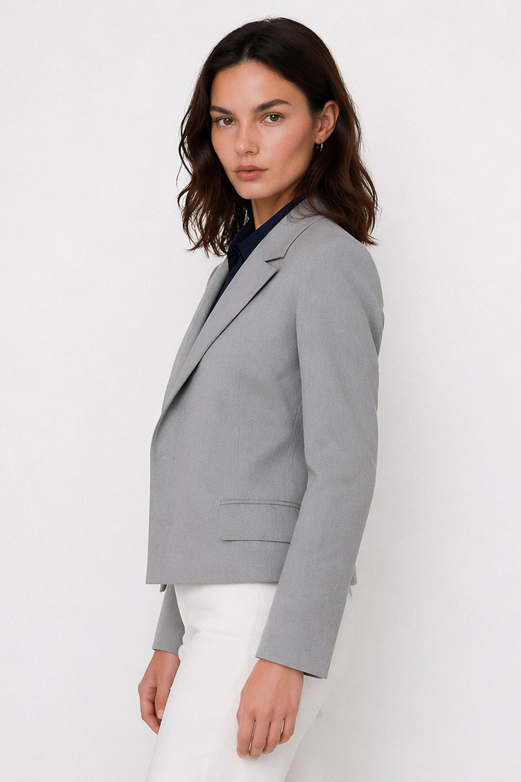 Comano Double-Breasted Blazer in Light Gray, view 3