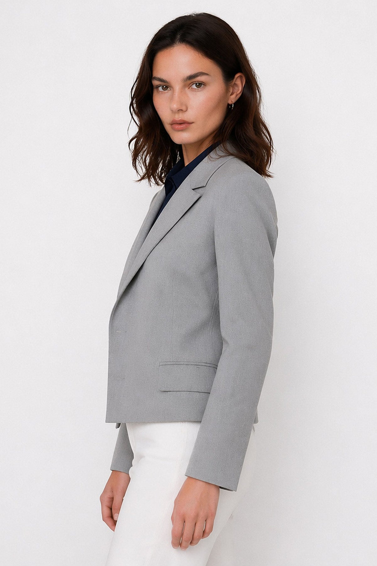 Comano Double-Breasted Blazer in Light Gray, view 3