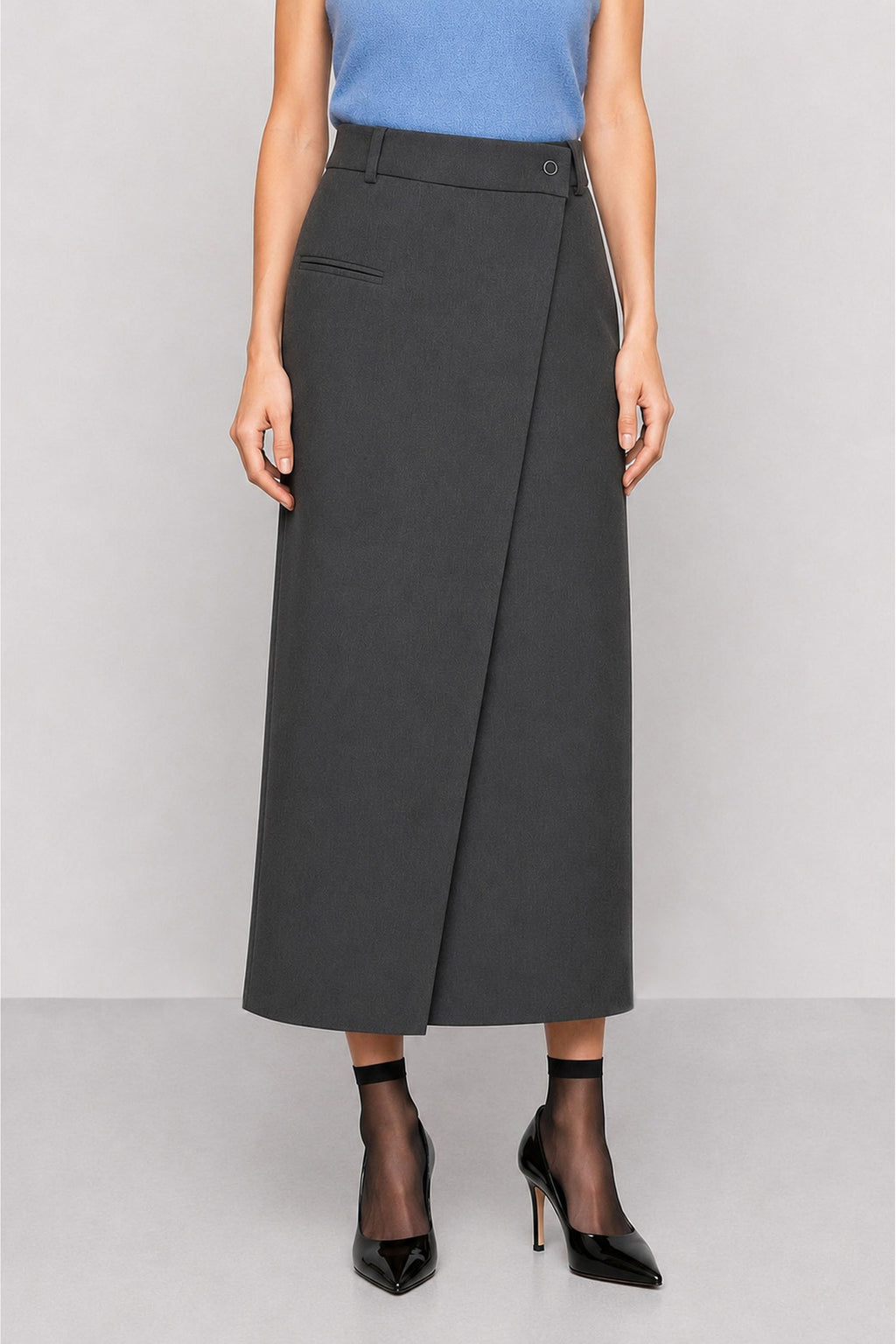Climano Wrap Skirt in Dark Gray, primary view