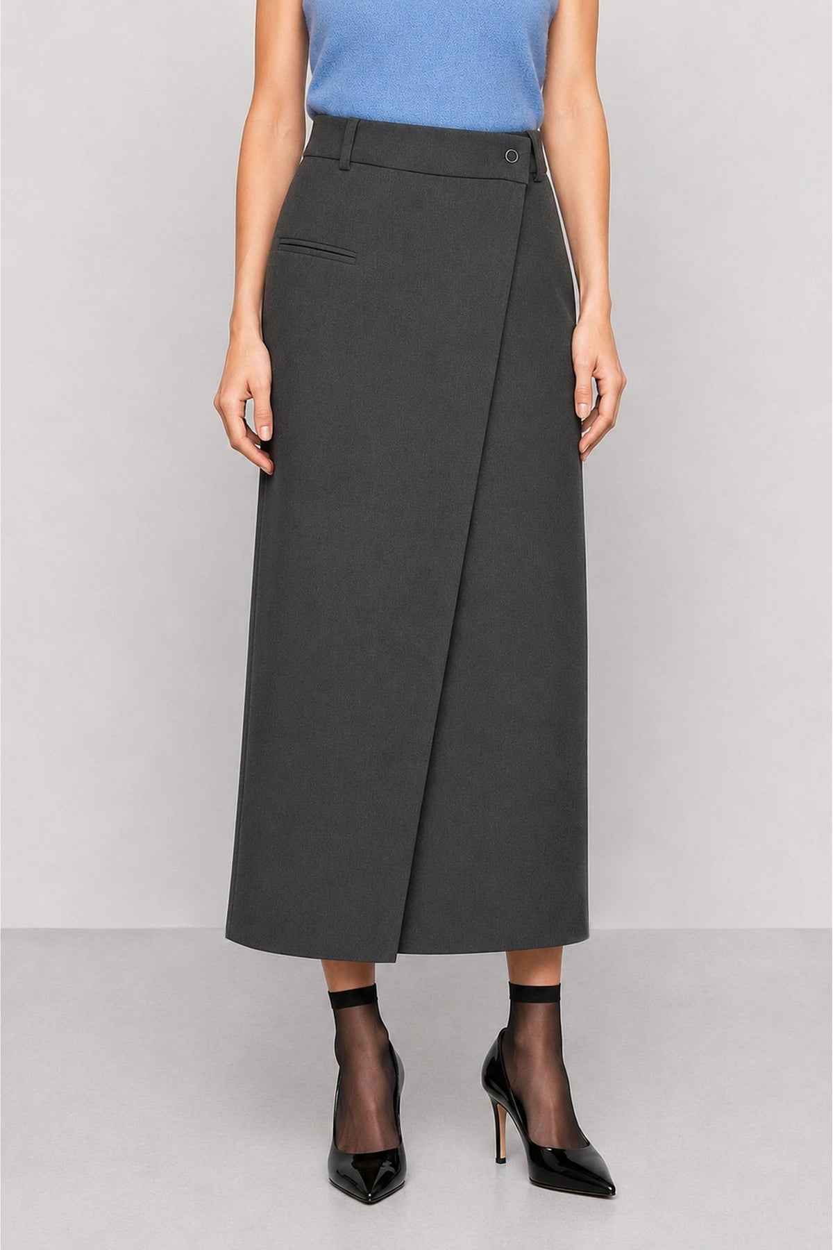 Climano Wrap Skirt in Dark Gray, primary view