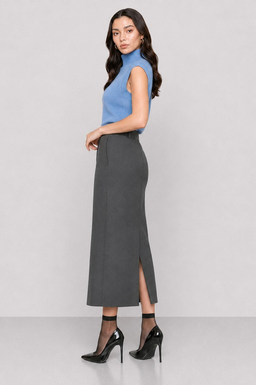 Climano Wrap Skirt in Dark Gray, view 3