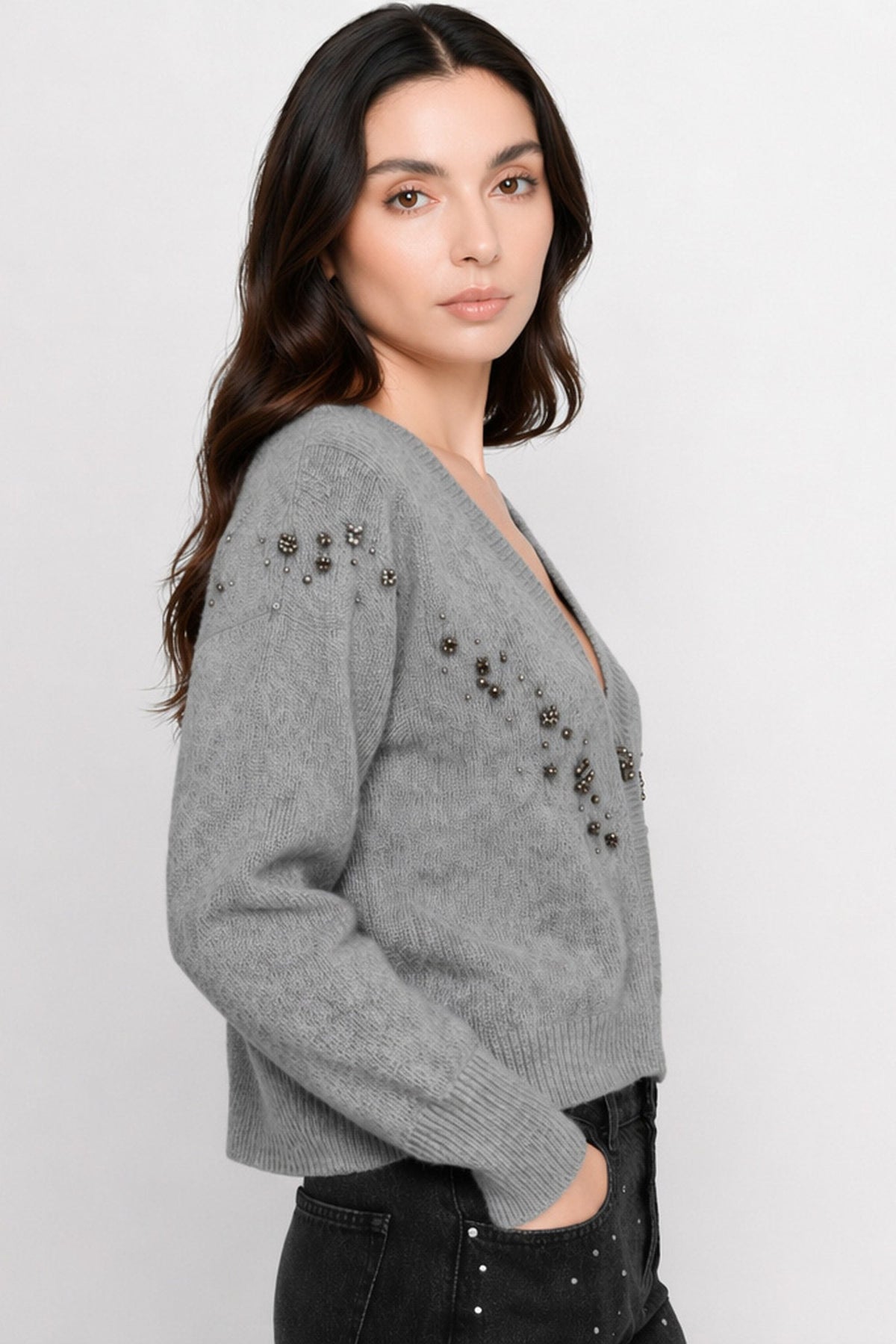 Korona Jewel-Embellished V-Neck Cardigan — Kocca (3)