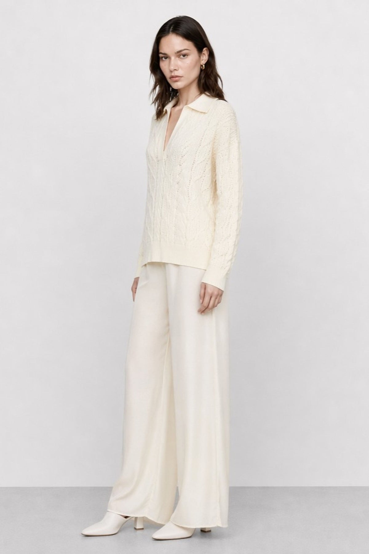 Tyea Cable Wool V-Neck Sweater — Kocca (9)