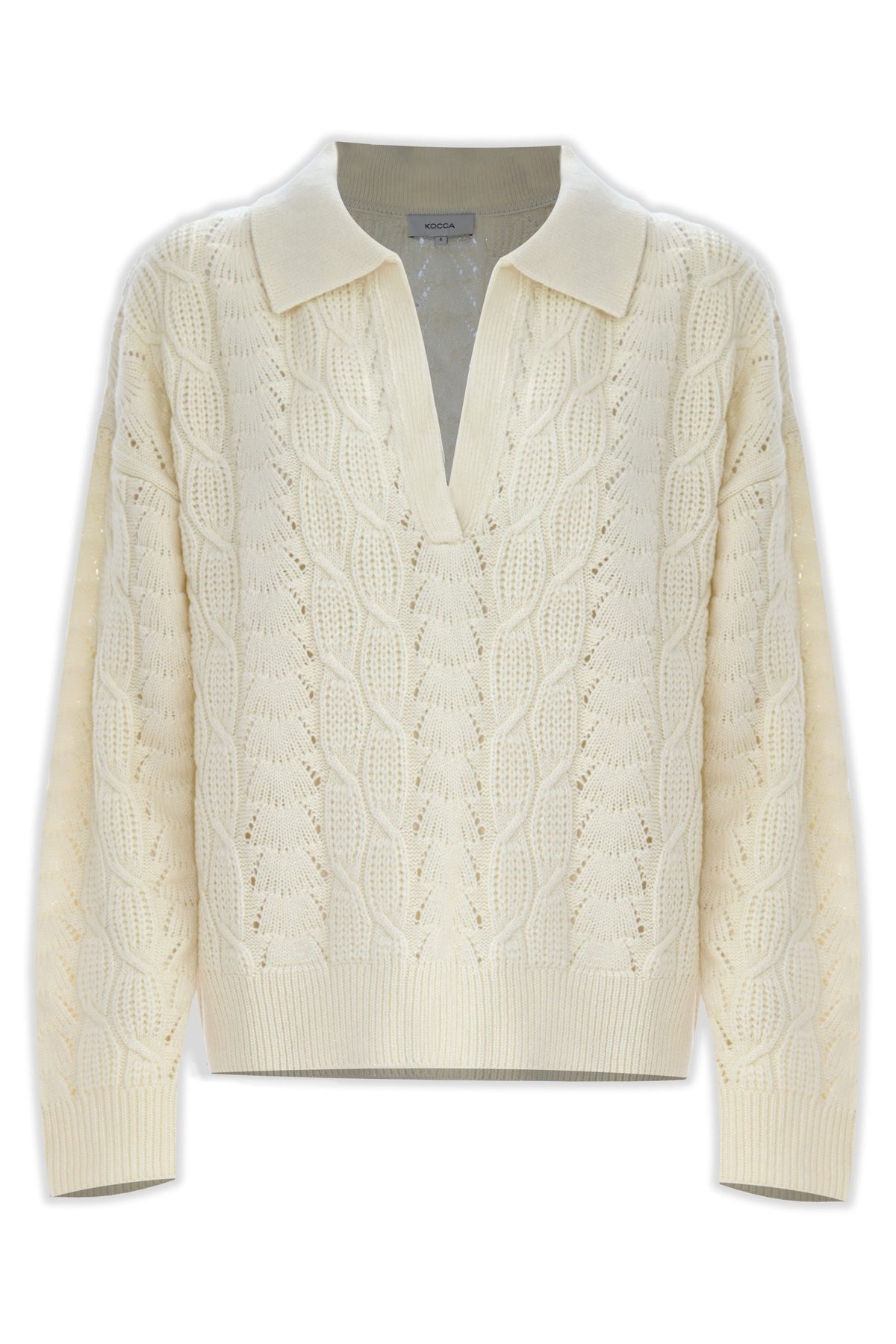 Tyea Cable Wool V-Neck Sweater — Kocca (6)