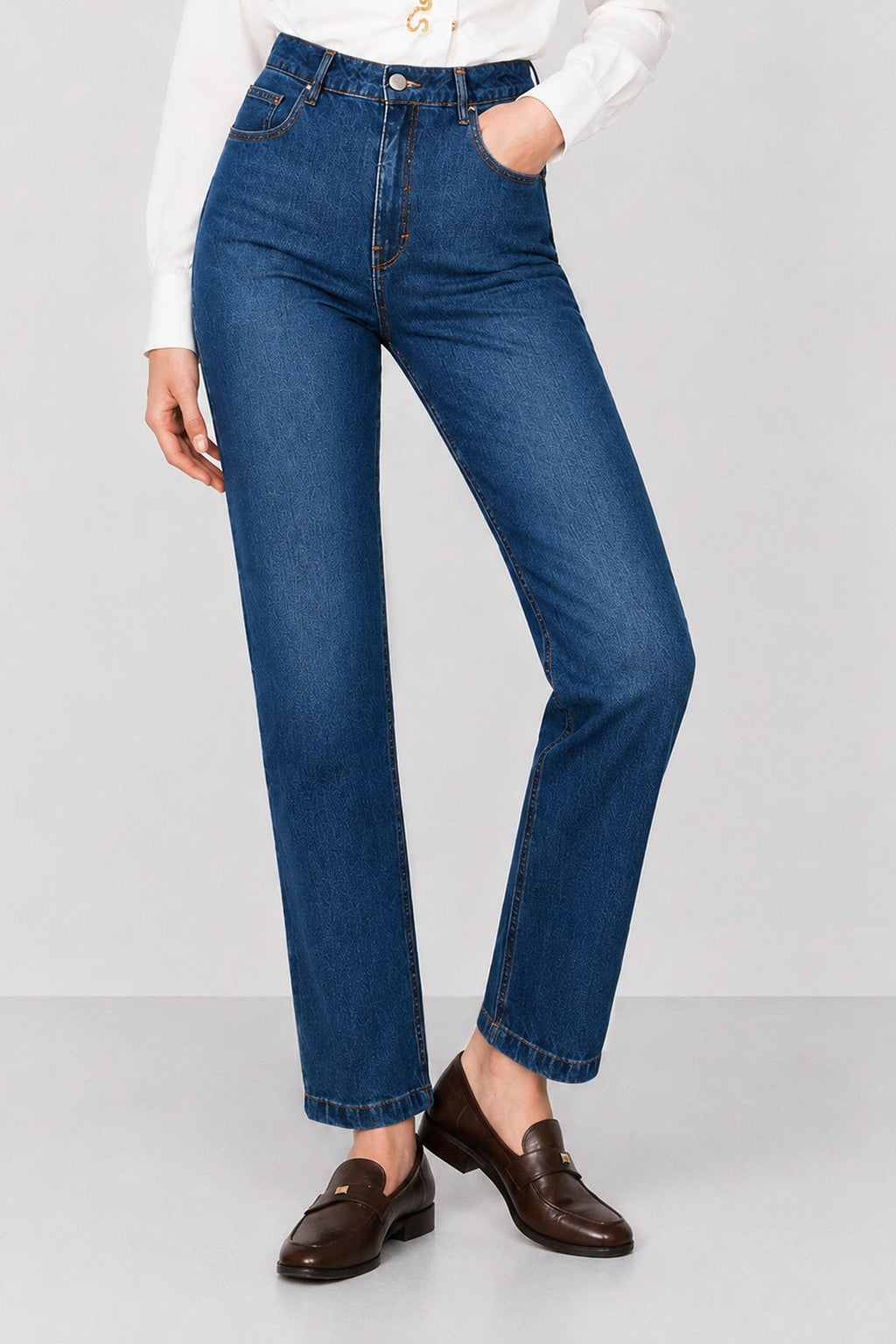 Grant Straight-Leg Jeans in Medium Blue, primary view