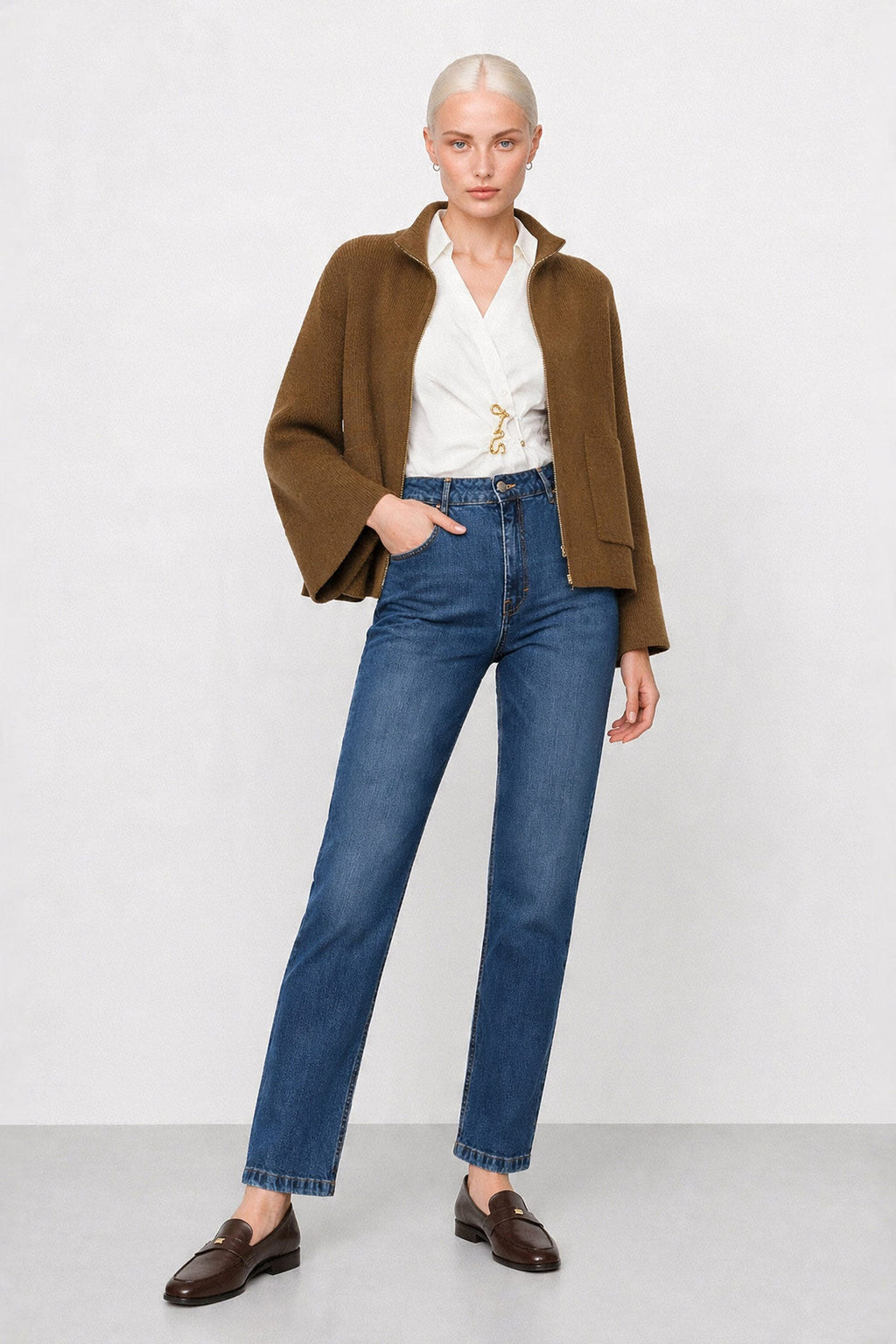 Grant Straight-Leg Jeans in Medium Blue, view 2