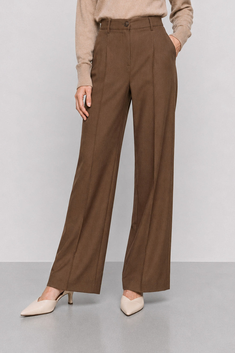 Hulbe Wide-Leg Trousers in Honey Brown, primary view [fp-color:honey-brown]