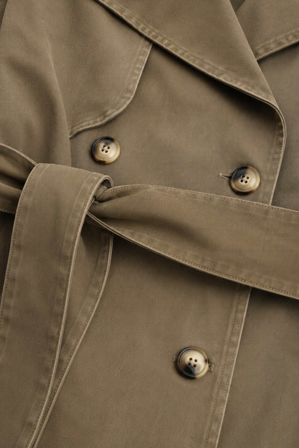 Isabeu Belted Cotton Trench Coat in Olive, view 4