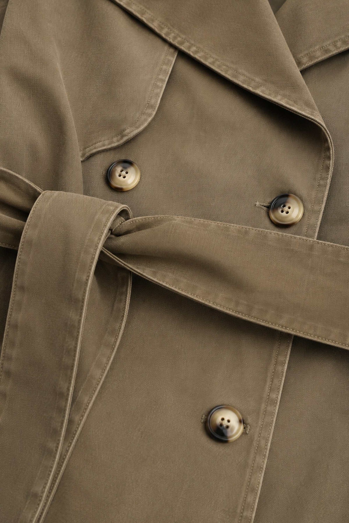 Isabeu Belted Cotton Trench Coat in Olive, view 4