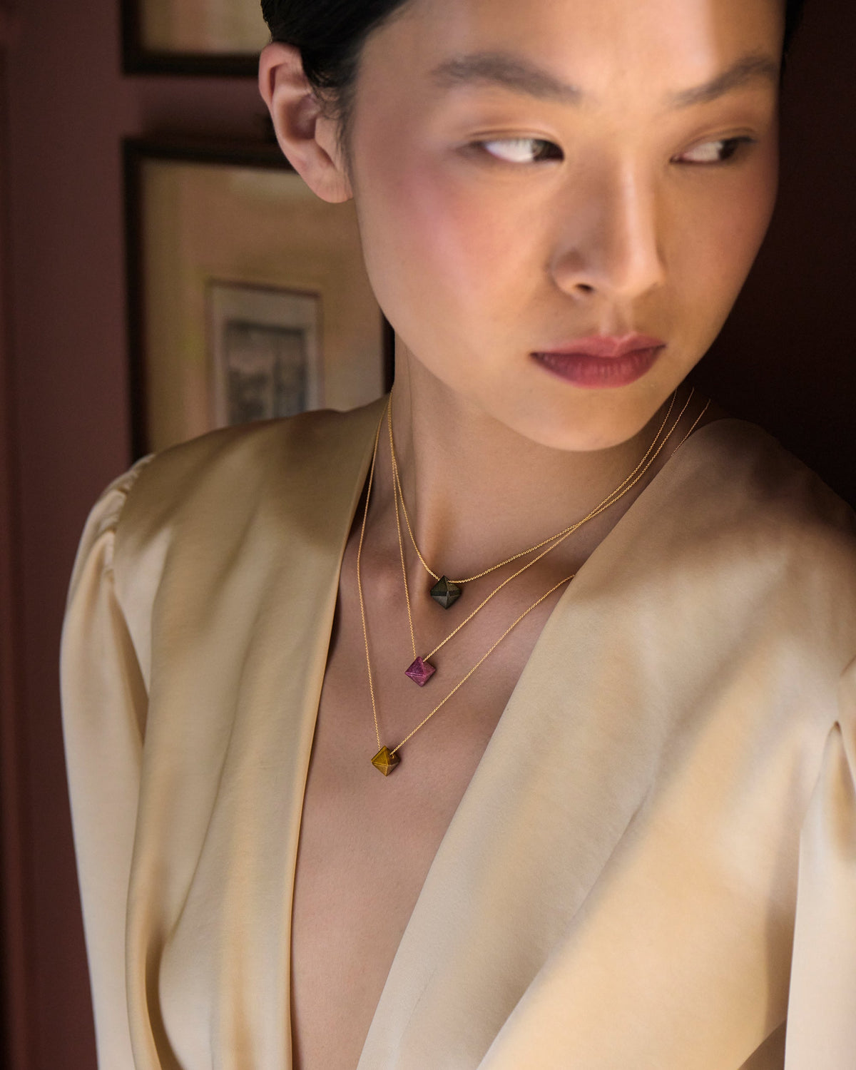 Cristallina Necklace in yellow gold, view 3