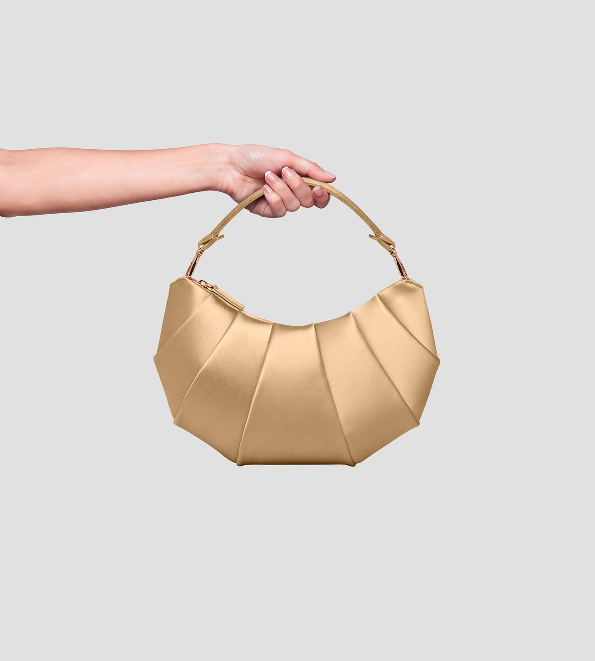 Croissant Satin Bag in Champagne, view 2