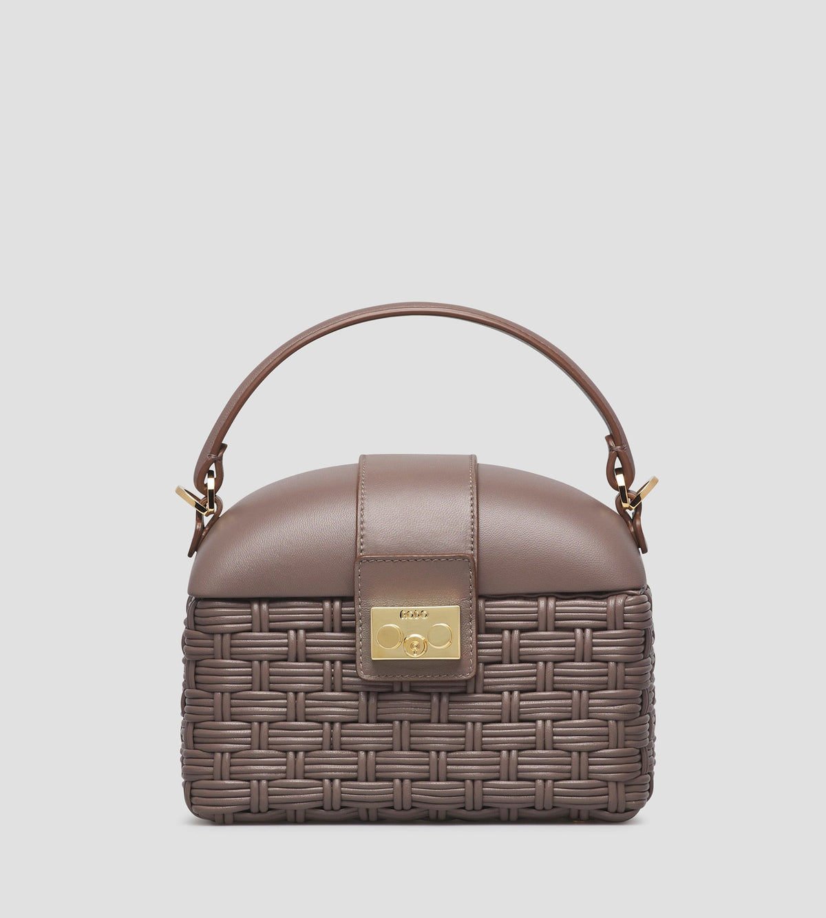 Beauty Woven Leather Top-Handle Bag in Brown, primary view