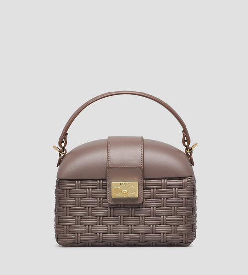 Beauty Woven Leather Top-Handle Bag in Brown, primary view [fp-color:brown]